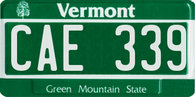 VT license plate CAE339