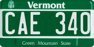 VT license plate CAE340