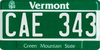 VT license plate CAE343