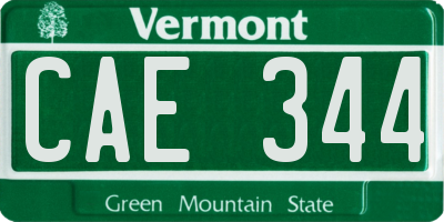 VT license plate CAE344