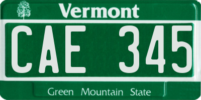 VT license plate CAE345