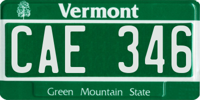 VT license plate CAE346