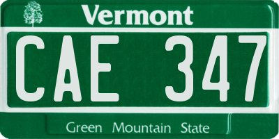 VT license plate CAE347