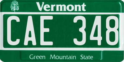 VT license plate CAE348