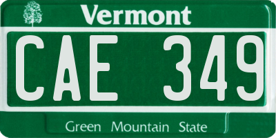 VT license plate CAE349