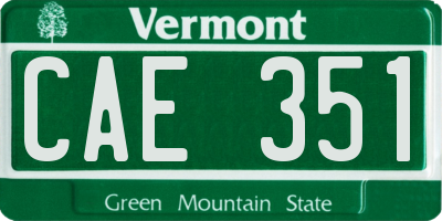 VT license plate CAE351