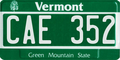 VT license plate CAE352