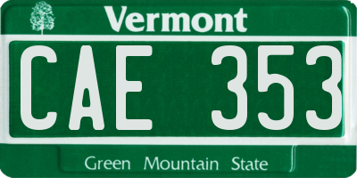 VT license plate CAE353