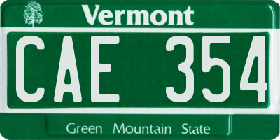 VT license plate CAE354