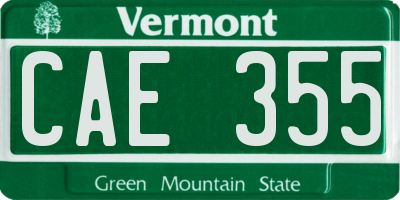 VT license plate CAE355
