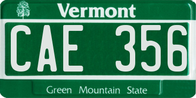 VT license plate CAE356