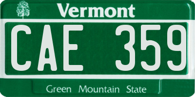 VT license plate CAE359