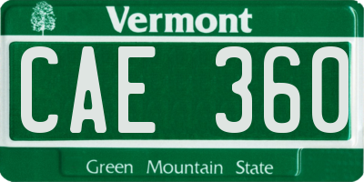VT license plate CAE360