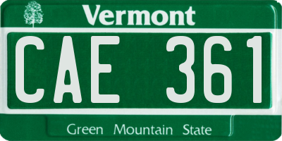 VT license plate CAE361