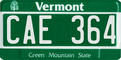 VT license plate CAE364