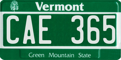 VT license plate CAE365