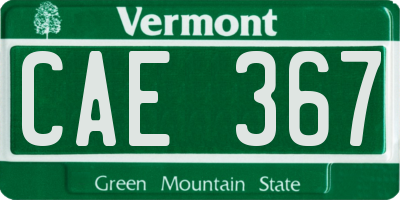 VT license plate CAE367