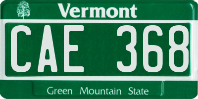 VT license plate CAE368