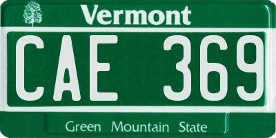 VT license plate CAE369