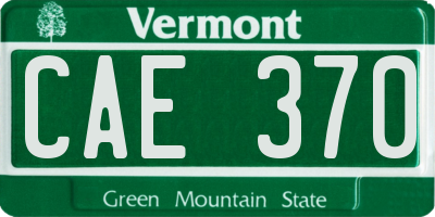 VT license plate CAE370