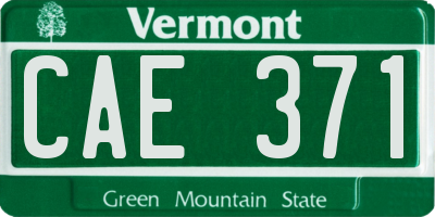VT license plate CAE371