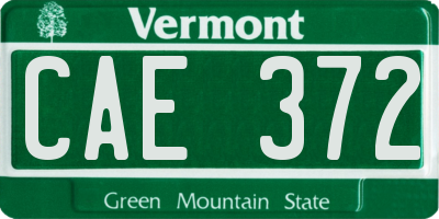 VT license plate CAE372