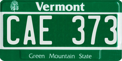 VT license plate CAE373