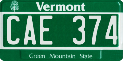 VT license plate CAE374