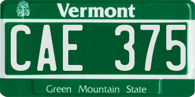 VT license plate CAE375