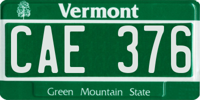 VT license plate CAE376