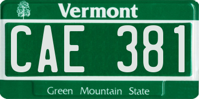 VT license plate CAE381
