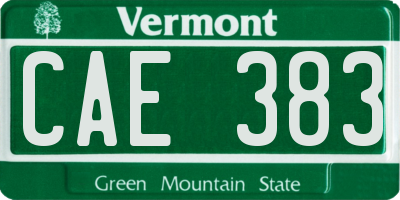 VT license plate CAE383