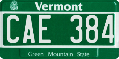 VT license plate CAE384