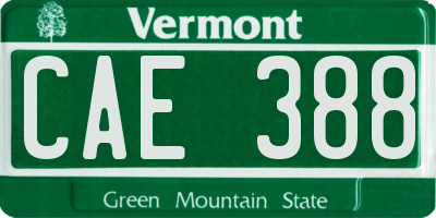 VT license plate CAE388