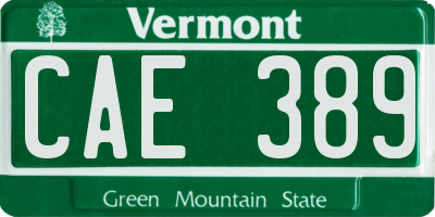 VT license plate CAE389