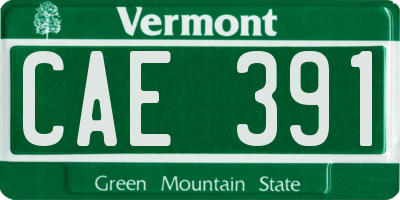 VT license plate CAE391