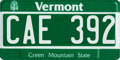 VT license plate CAE392