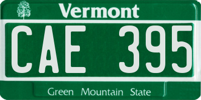 VT license plate CAE395