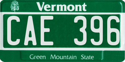 VT license plate CAE396
