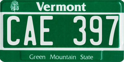 VT license plate CAE397