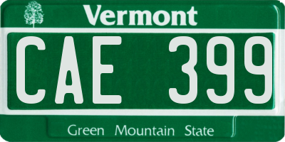 VT license plate CAE399