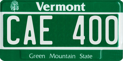 VT license plate CAE400