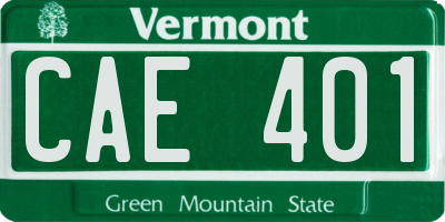 VT license plate CAE401