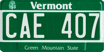 VT license plate CAE407