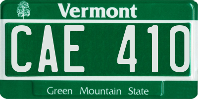 VT license plate CAE410