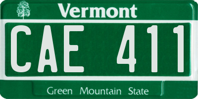 VT license plate CAE411