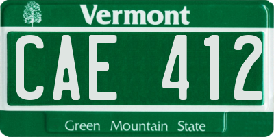 VT license plate CAE412
