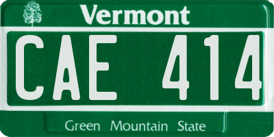 VT license plate CAE414