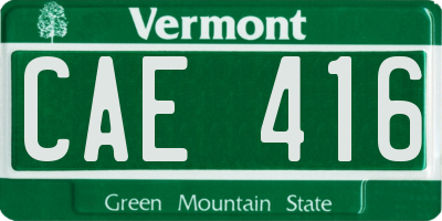 VT license plate CAE416