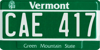 VT license plate CAE417